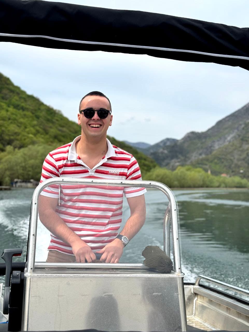Captain Vasilije on the boat